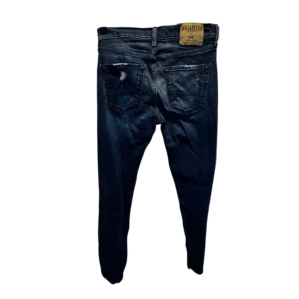 Y2K Hollister Slim Straight Jeans Mens 30x32 Distressed Blue Denim Ripped Skater - Picture 2 of 7